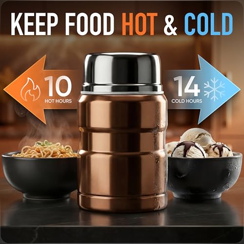 Earth&ME 17oz Stainless Steel Insulated Food Jar with Spoon - Gold