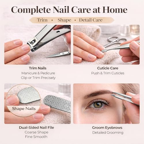 PROTOUCH Premium Manicure Set with Vegan Leather Case - Professional Nail Grooming Kit for Men & Women