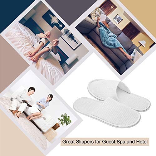 AhfuLife Spa Slippers - 5 Pairs of Disposable Closed-Toe White Slippers, Non-Slip, Unisex, Size 9-11 Women/7-10 Men