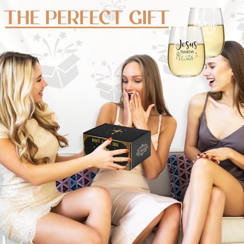 15 Oz Jesus-Themed Scratch-Resistant Wine Glass Set - Fun Gift