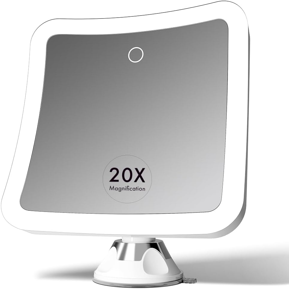 Fancii 20x Magnifying Makeup Mirror - LED Lighted, Rechargeable, 7-Inch | Dimmable, 3 Light Settings, 360° Rotation