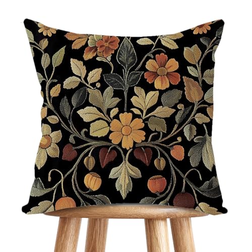 William Morris Floral Velvet Throw Pillow Cover 18x18"