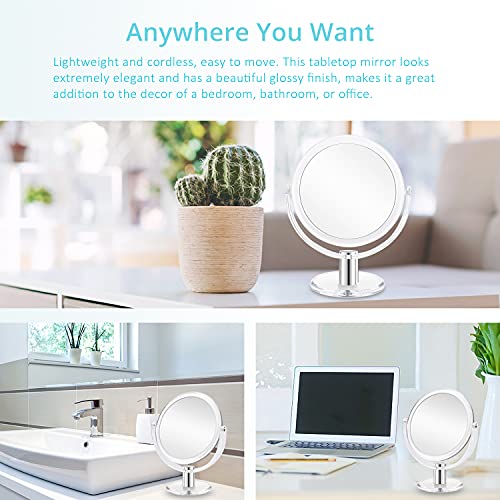 Fabuday 7'' Double Sided Makeup Mirror with 1x & 10x Magnification, Transparent, 9.2"L x 7.4"W