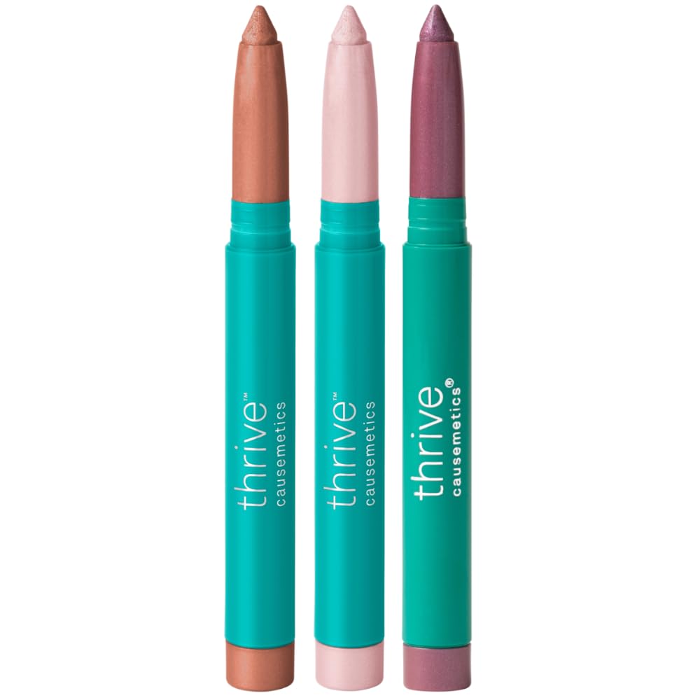 Brilliant Eye Brightener Shimmer Eyeshadow Stick Bundle - Waterproof Cream to Powder Formula | 3 Shades & Makeup Bag