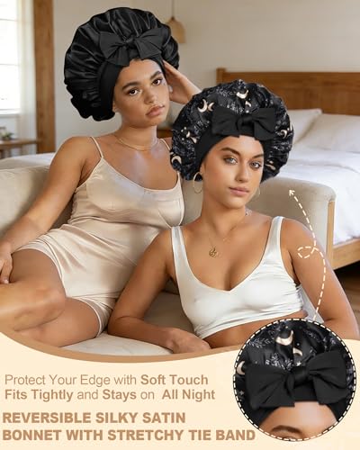 AWAYTR Reversible Satin Sleep Bonnet for Women & Men, Hair Protection & Styling