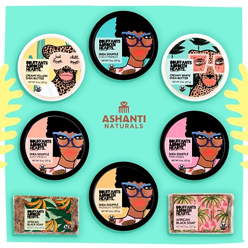 Ashanti Naturals African Black Soap Bar - Nourishing 8oz Acne Soap with Shea Butter & Coconut Oil