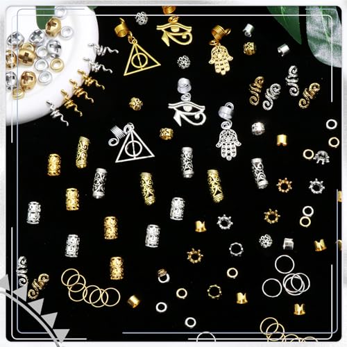 Viking Hair Jewelry Set - 230PCS Gold & Silver Braids Beads