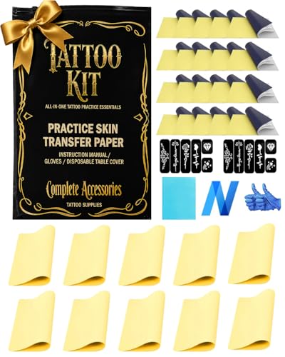 Neebol Tattoo Practice Kit - 10 Double-Sided Fake Skin Sheets