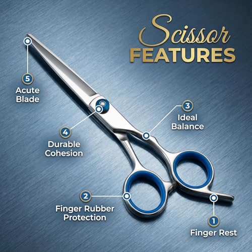 6.5 Inch Stainless Steel Hair Cutting Scissors with Adjustable Tension & Comfort Grip