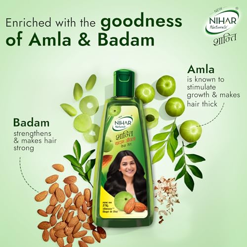 Nihar Naturals Shanti Badam Amla Hair Oil - 300ml for Silky Hair
