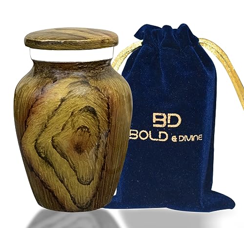 BOLD & DIVINE Wooden Keepsake Urn for Human Ashes - Small Teak Root