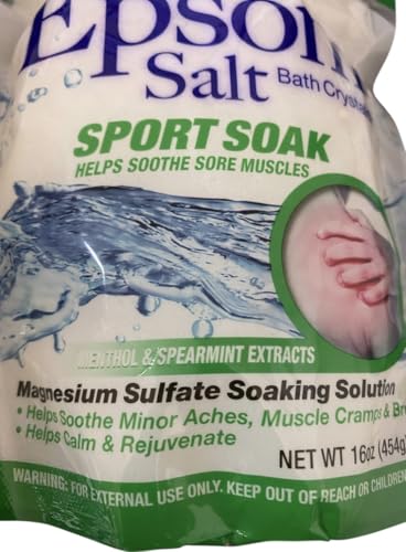 Amoray Epsom Salt Bath Crystals with Menthol & Spearmint - 16oz Pack for Muscle Relief