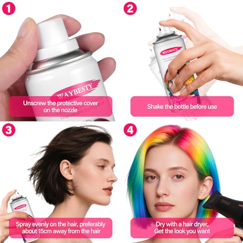 Waybesty Purple Temporary Hair Spray for Kids & Adults, Washable Cosplay & Party Color, 120ml
