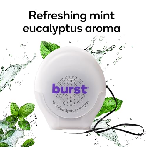 Burst Expanding Dental Floss - Mint Eucalyptus, 80 Yards, Stain Absorbing & Vegan