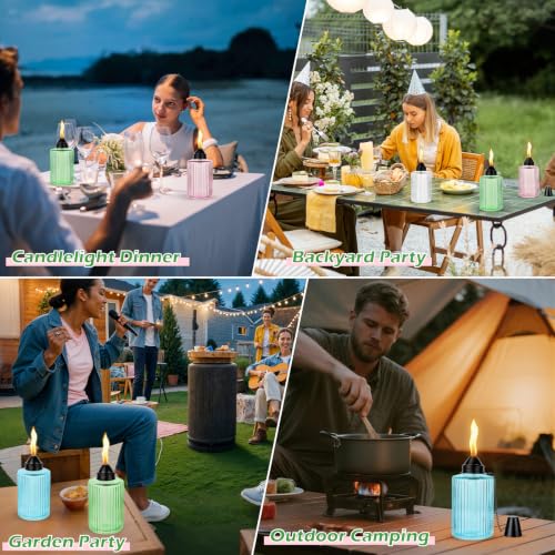 Nonley 4 Pack Citronella Glass Table Top Torches - 12oz Refillable Outdoor Lanterns for Patio & Garden Decor