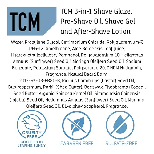 TCM 3-in-1 Shave Glaze for Men - Pre-Shave Gel & Aftershave, Hydrating, 8 oz