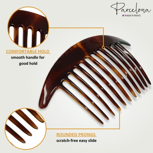 Parcelona Large Tortoise Shell Hair Combs - Set of 2, 5"
