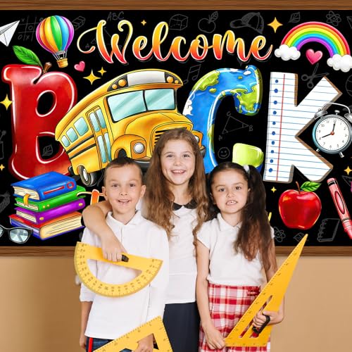 Back to School Banner - School Bus Welcome Decoration (6 x 3.6 ft)