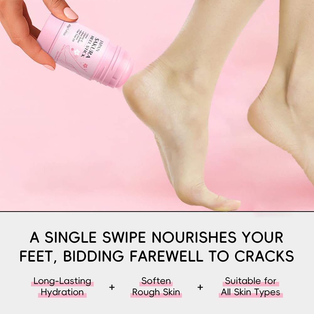 Sakura Foot Care Creams - 2 Pcs Cracked Heel Repair Sticks with Shea Butter & Aloe Vera | Deeply Moisturizing, 1.4 Oz