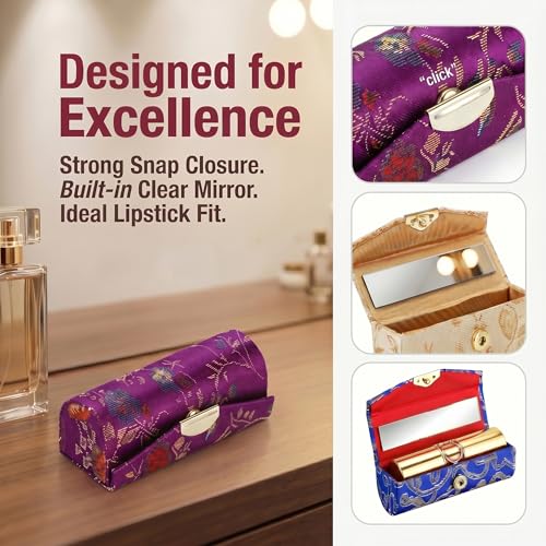 TOPZEA Lipstick Holder Case with Mirror - Portable Floral Makeup Storage Box, 24 Pack