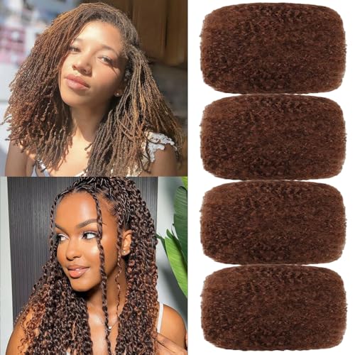 MOCCWOM Afro Kinky Bulk Hair for Dreadlock Extensions - 14 Inch, 4 Bundles, 120g