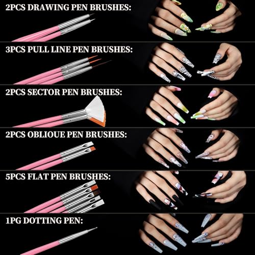 Teenitor XXL Square Nail Tips with Charms & Brushes - 240pcs Nail Art Kit