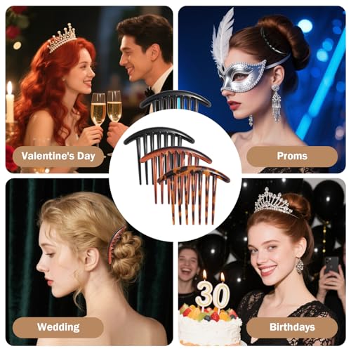 Ymapinc 7-Tooth French Hair Comb Set 3pcs - Elegant Plastic Side Combs with Variation 4.06 x 3.31 x 0.67 inches