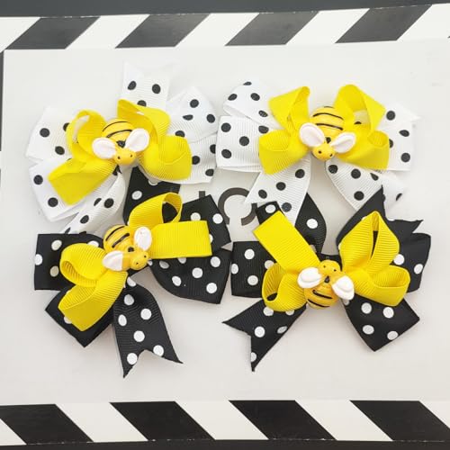 Jaczora Bee Hair Clips 4-Pack - Cute Dot Bow Alligator Hair Pins for Women