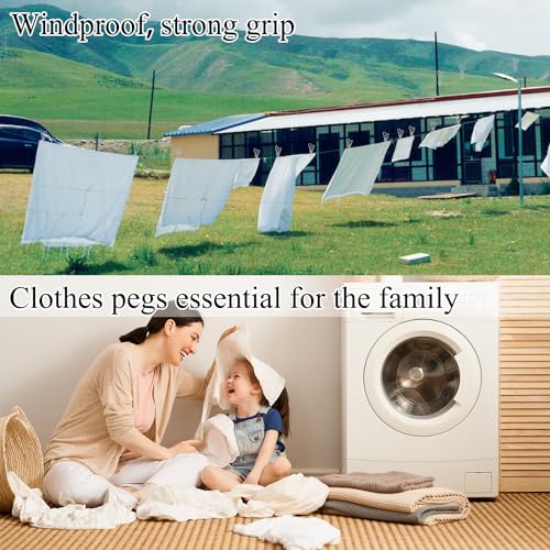 BONYCUST 100 Pack Stainless Steel Laundry Pegs - Durable Clips for Clothes, Snack Bags & More