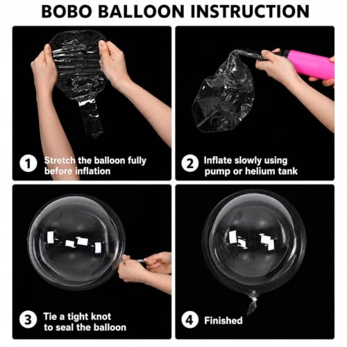 24 Inch Clear Bobo Balloons - 20 Pack for Party Decorations