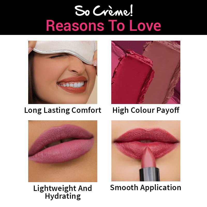 Nykaa So Creme Creamy Matte Lipstick - Long-Lasting Weightless Lip Color