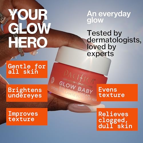 Pacifica Glow Baby Eye Bright Cream – Brightening Under Eye Cream with Vitamin C & Caffeine for Dark Circles