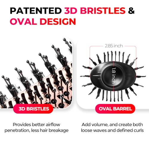 TYMO Hair Dryer Brush Blow Dryer Brush in One, 4 in 1 Ionic Hairdryer and Styler Volumizer with Oval Titanium Barrel, Hot Air Straightener for Smooth Frizz-Free Blowout, Gold, 2.85 Inch