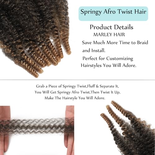 Miyamarch 14-Inch Springy Afro Twist Hair - 8 Packs Marley Braiding Hair