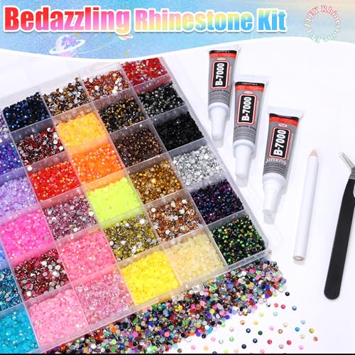 48 Colors 3mm Rhinestone Nail Gems Kit for DIY Crafts Bedazzling