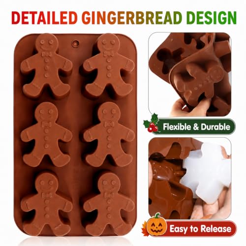 Meltset Gingerbread Man Silicone Baking Mold - 6 Cavity Cake Pan