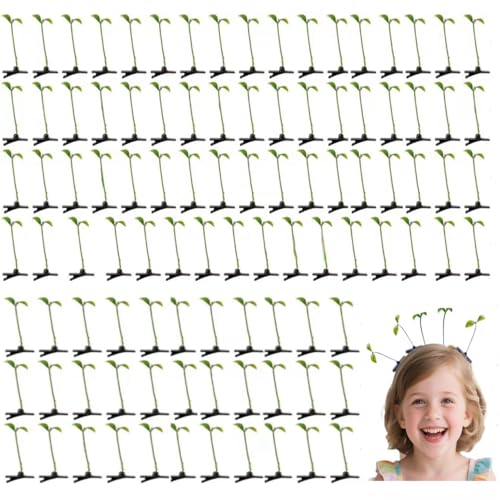 100pcs Bean Sprout Hair Clips - Cute Green Plant Hair Barrettes for Kids