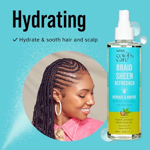 KISS Colors & Care Braid Sheen Spray - 8.45 oz Moisturizer for Braids, Locs & Curls