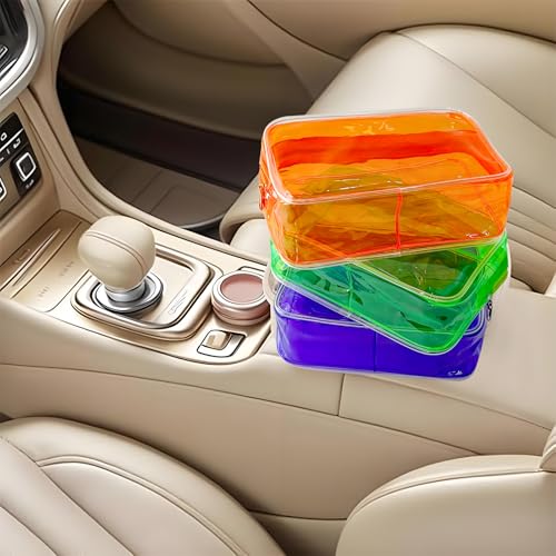 TotePrint 5-Piece Clear Makeup Bag Set with Zipper, Waterproof Travel Pouches in Pink/Yellow/Green/Purple/Orange