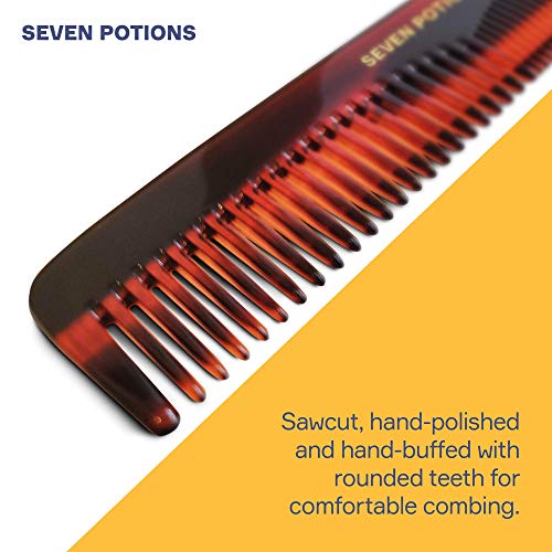 Seven Potions Handmade Beard Comb - Cellulose Acetate Dual-Tooth 5.7 Inch