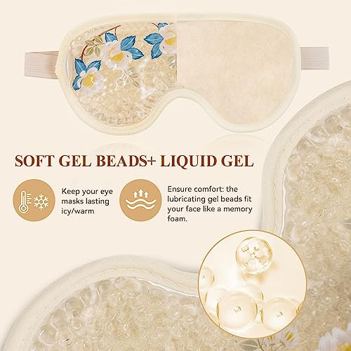 LEOSTEP Camellia Cooling Eye Mask Set - Reusable Gel Pads for Puffiness & Headache Relief