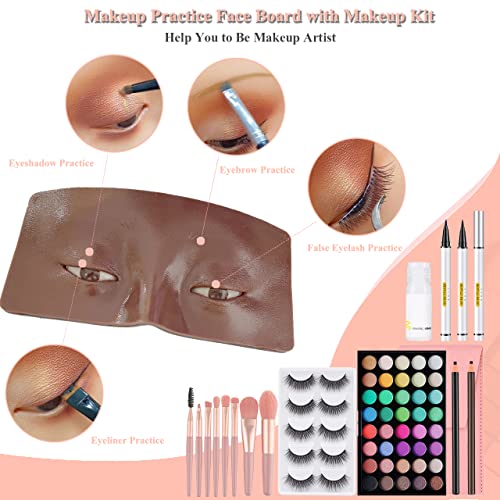 3D Makeup Practice Face Board Set #4 with Complete Kit for Artists & Students
