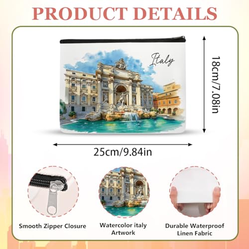 Italy Cosmetic Bag Set - 4pcs Watercolor Makeup Pouches