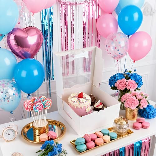 4 Pack Clear Window Bento Cake & Cupcake Boxes - Perfect for 5 Cupcakes & Mini Cake