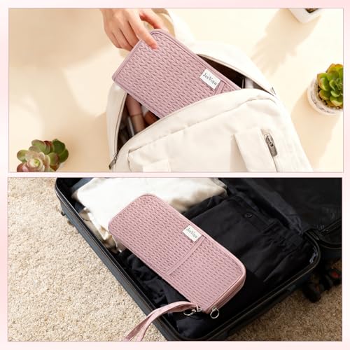 JeeVoya Heat-Resistant Hair Tools Organizer Bag - Portable Pouch for Straighteners & Curling Irons (Pink)