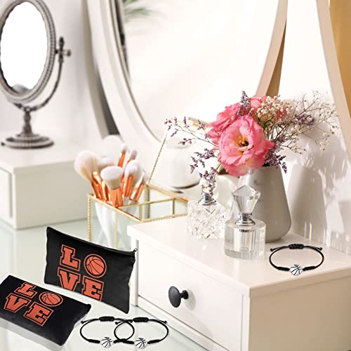 Kajaia 24 Pcs Black Basketball Makeup Bag & Bracelet Set