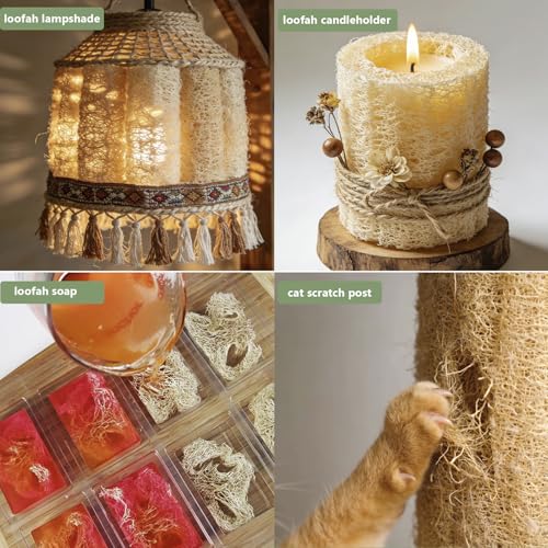 Natural Loofah Sponge 4 Pack - Exfoliating Body Scrubber