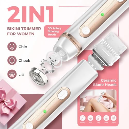Voivey 2-in-1 Electric Bikini Trimmer & Facial Hair Remover, Waterproof
