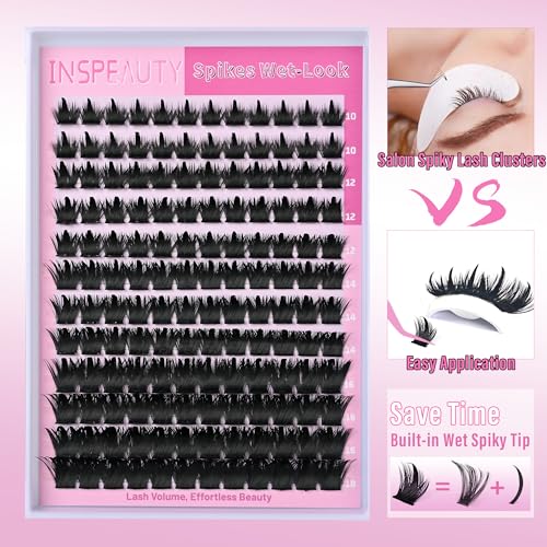 INSPEAUTY 200DXZM Spiky Cluster Eyelashes – Manga Style Wispy Volume Lashes