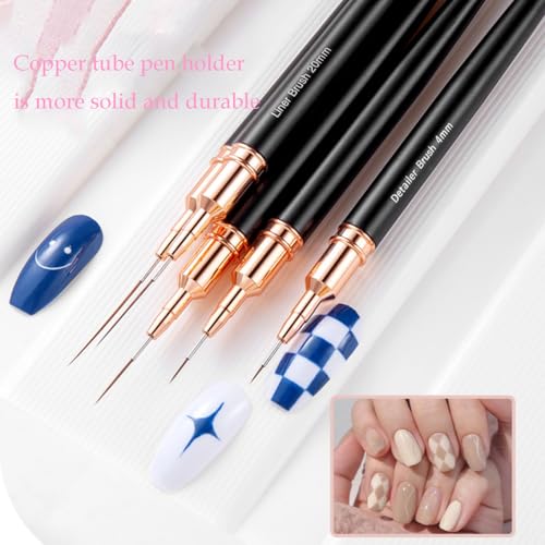 5Pcs Nail Art Brush Set - Metallic Fine Detail Painting Tools